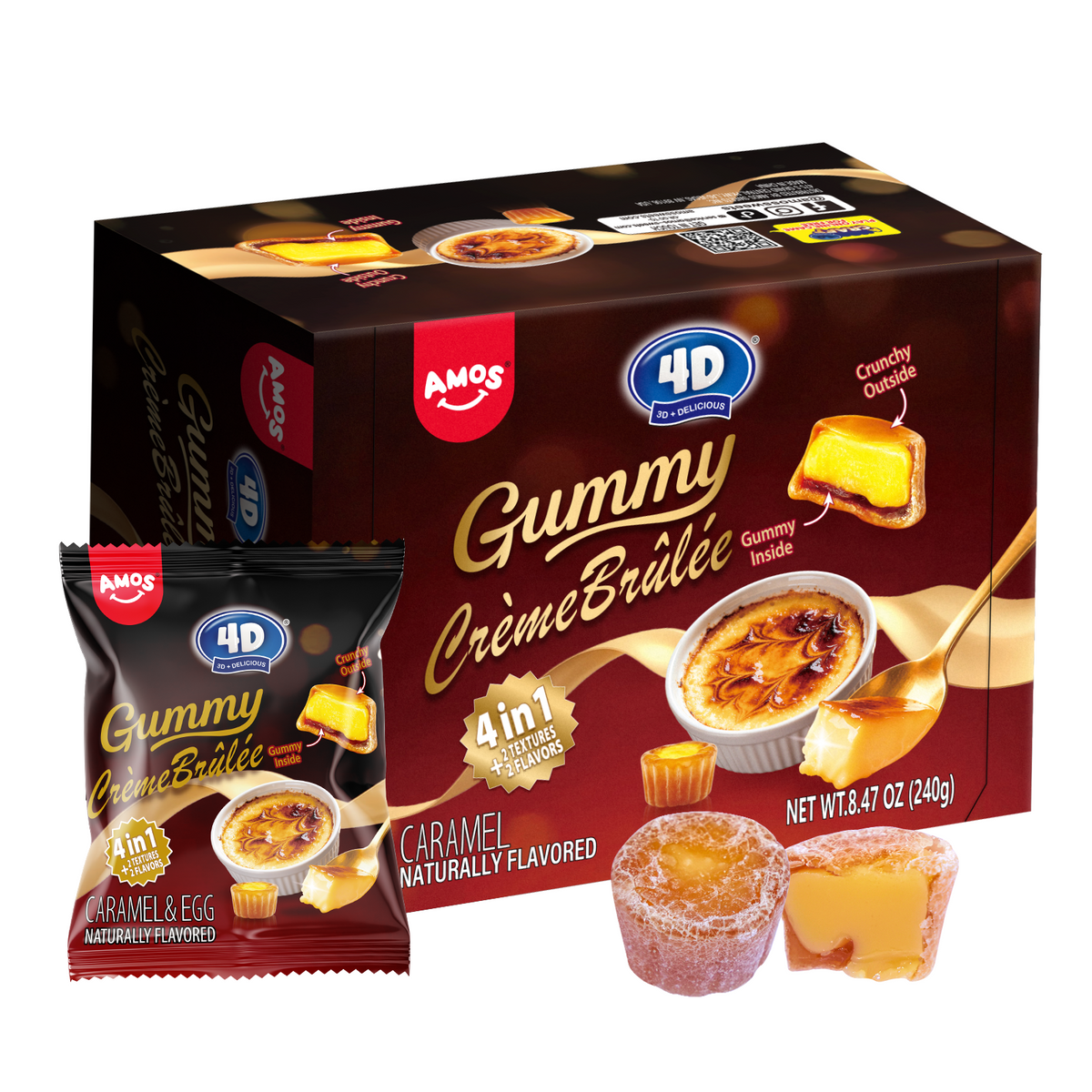 4D Kẹo dẻo vị kem brûlée - Hộp dễ xé - 240g